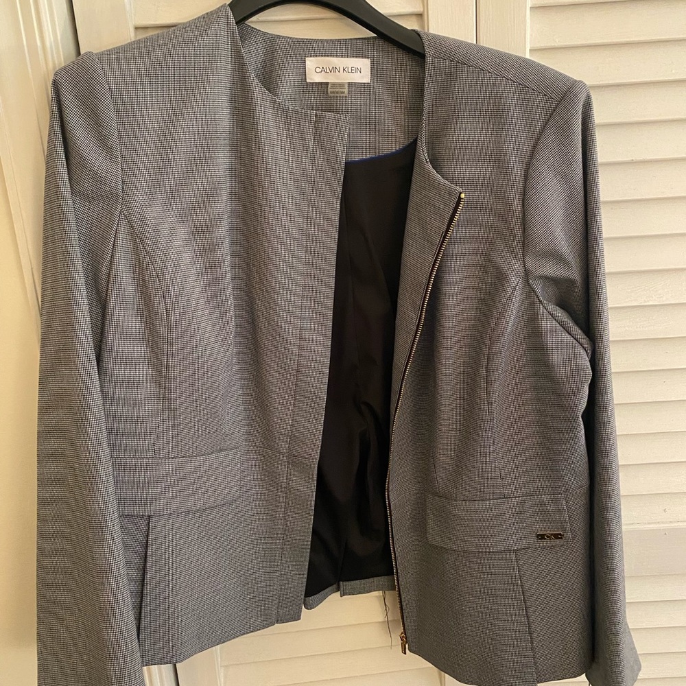 Calvin Klein collarless blazer